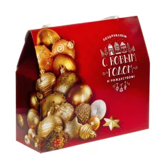 Сладкий новогодний подарок Золотые шары 800 грамм стандарт